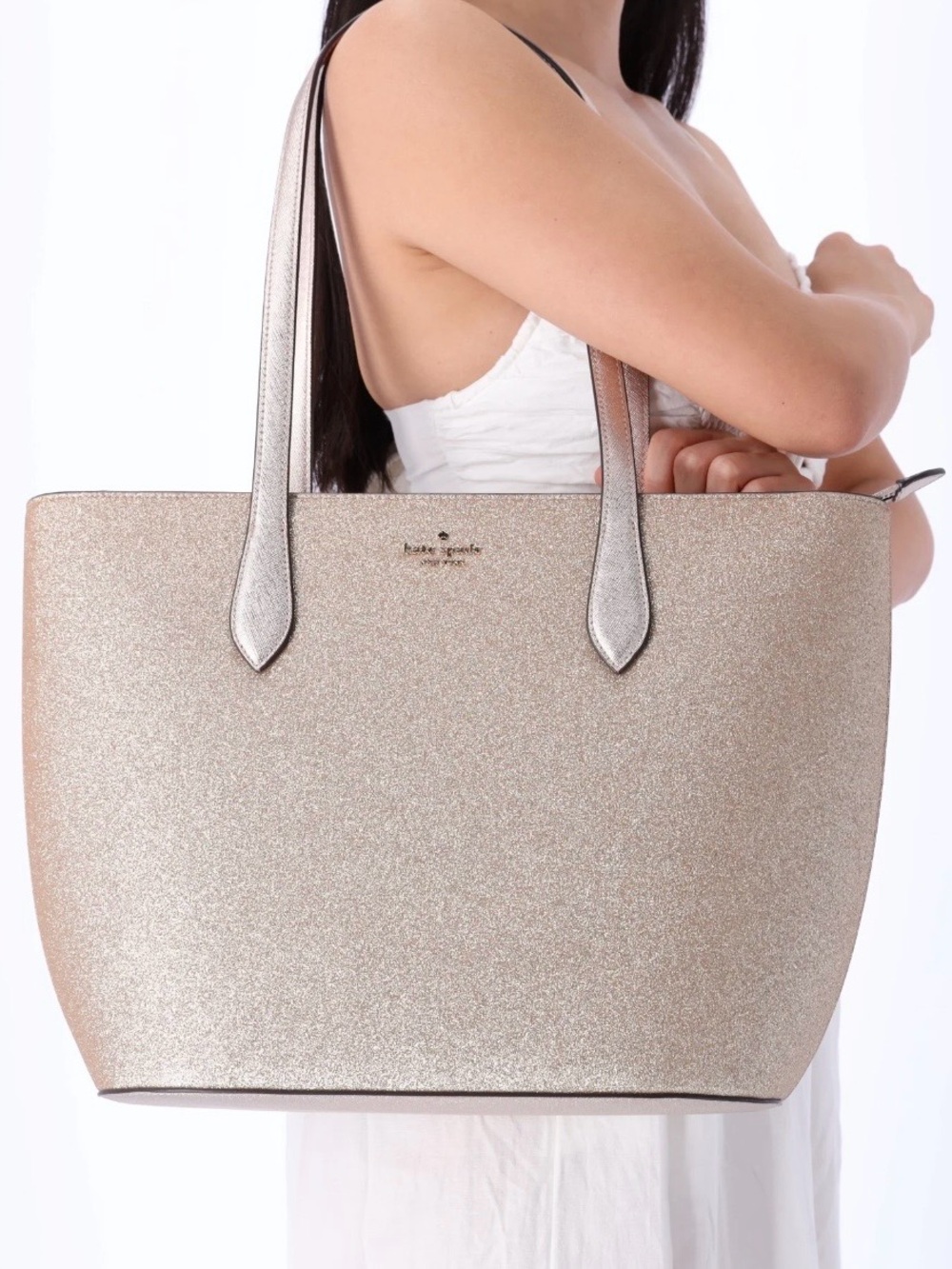 Authentic New Kate Spade New York Glimmer Tote Bag – Gold Glitter